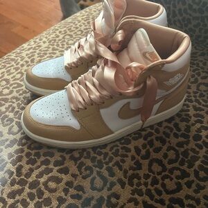 Nike Women's Tan and White Sneakers